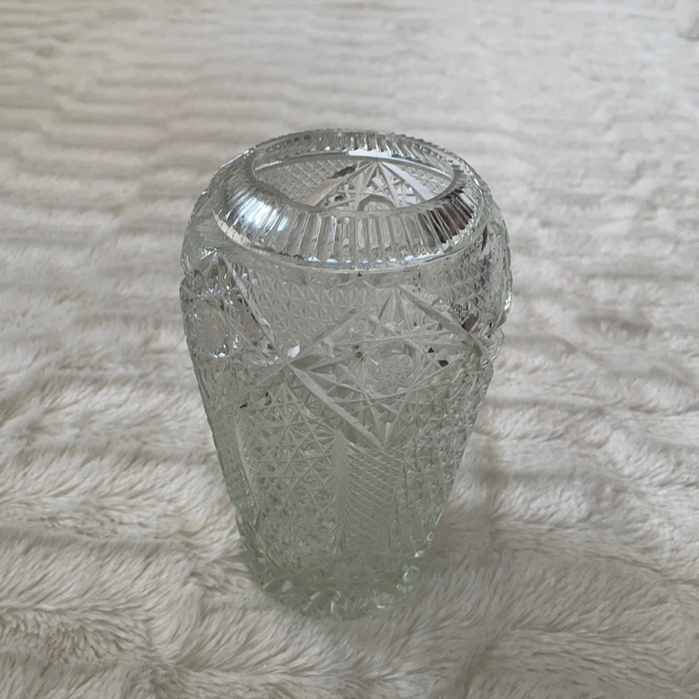 Vintage Etched Crystal Vase